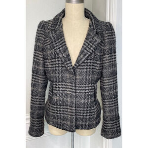 Zara Woman Wool Plaid Blazer Size Large